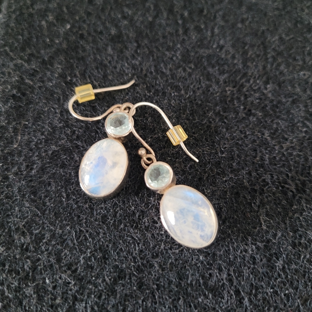 Moonstone Sterling Silver Earrings - Picture 4 of 7
